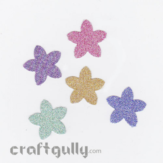 Glittery Flowers on Vinyl Sticker Glittery Flowers on Vinyl Sticker