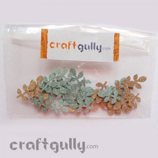 Glittery Small Leaves on Vinyl Sticker Glittery Small Leaves on Vinyl Sticker