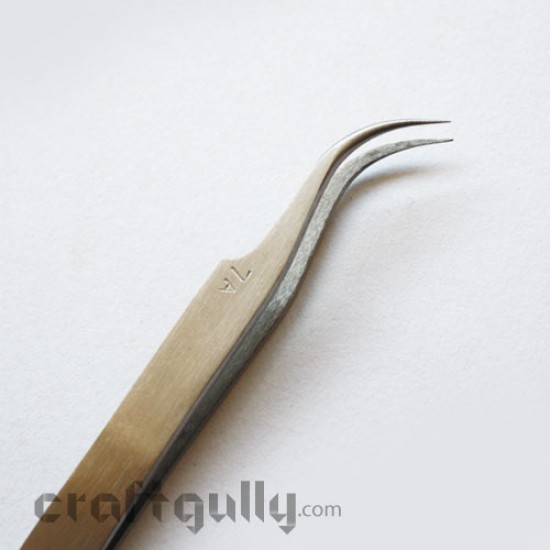 Stainless Steel Craft Tweezers - Thin Bent Tip - Jewellery Tweezers