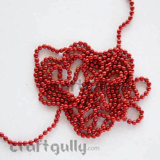 Ball Chains 1mm - Red Color - 9 Feet