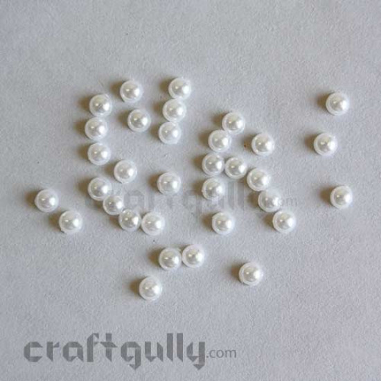 Flatback Pearls 6mm - Round - White - Pack of 100