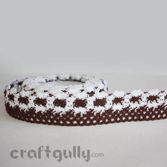 Crochet Tape #3 - White & Brown