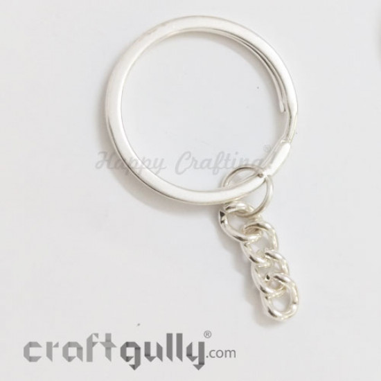 Keychain Rings #2 - White Silver Finish - Pack of 5