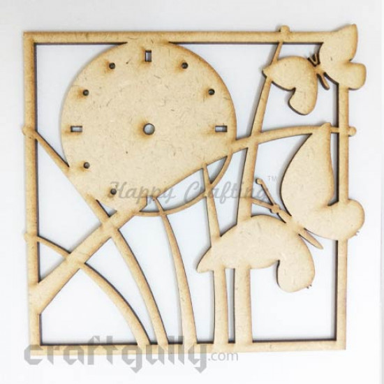 Laser Cut MDF - 127mm - Clock Face - Butterfly