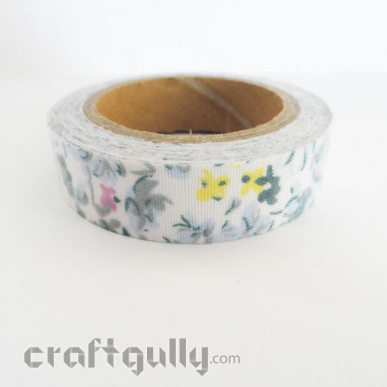 Fabric Tape #4 (White & Blue)