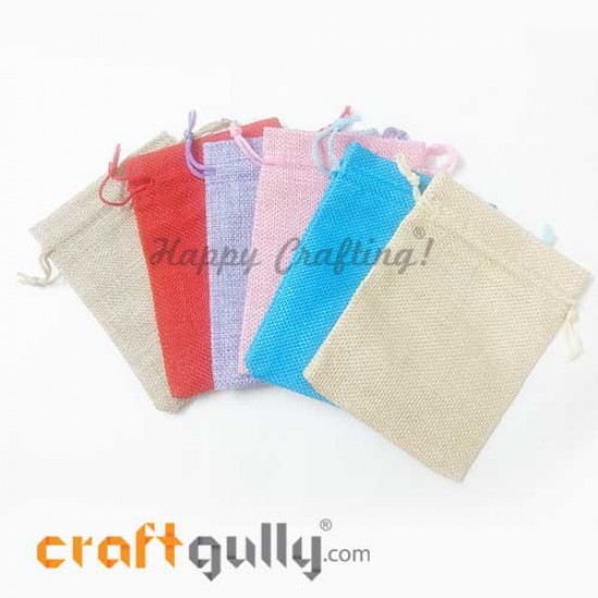Pouch - Jute - 5.25 inches - Mixed Colors - 6 Pouches