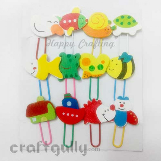 Paper Clips #4 - Wooden Animals - Pack of 12