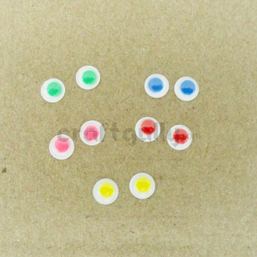 Googly Eyes 8mm - Colored Assorted #1 - Pack of 10