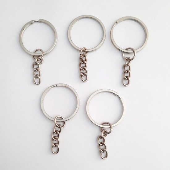 Keychain Rings #2 - Silver Finish - Pack of 5