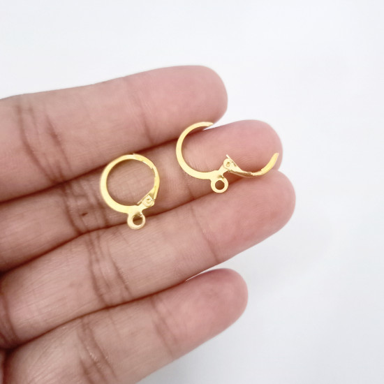 Earring Clasp 16mm Lever Back - Golden Finish - 6 Pairs