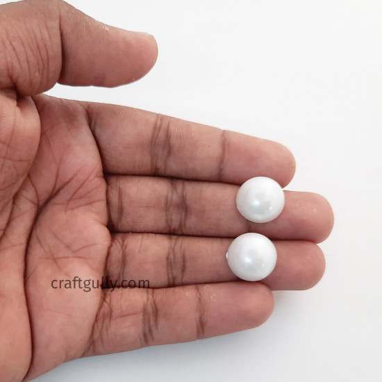 Flatback Pearls 14mm Round - White - 30 Pcs