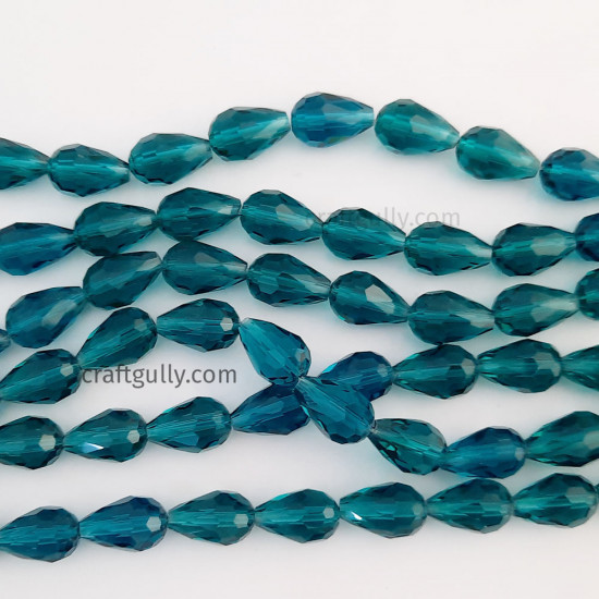 Glass Beads 15mm Drop Faceted - Teal - 1 String
