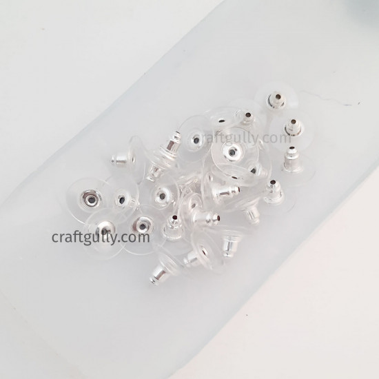 Earring Backs - Clear And Barrel - Silver