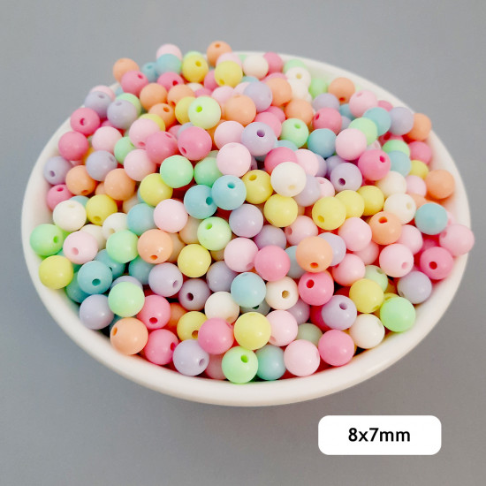 Acrylic Beads 8mm Round - Assorted - 20gms / 70 Beads