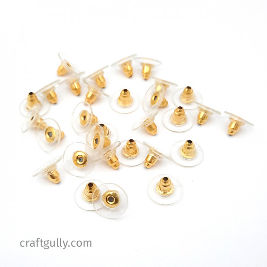 Earring Backs - Clear And Barrel - Golden