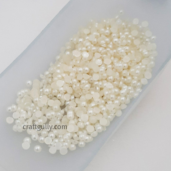 3MM FLAT BACK PEARLS, White, Round, 3MM