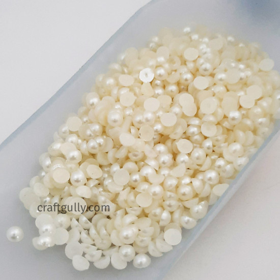 Flatback Pearls 4mm Round - Ivory - 20gms