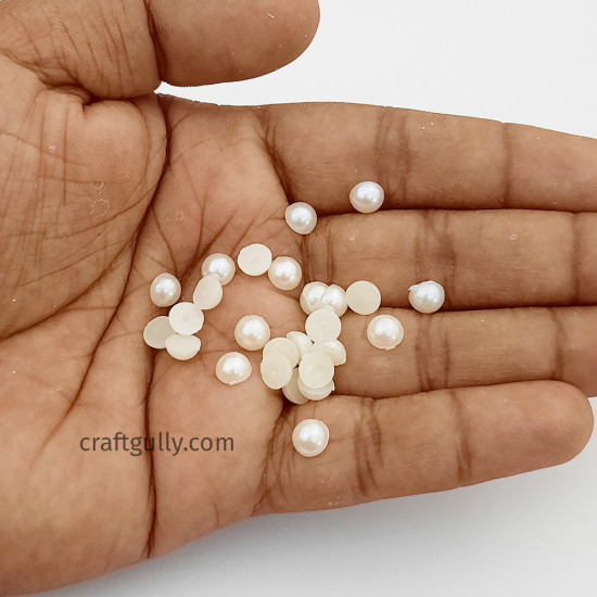 Flatback Pearls 6mm Round - Ivory - 20gms