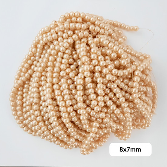 Glass Beads 8mm Pearl Finish - Light Golden - 1 String / 100 Beads