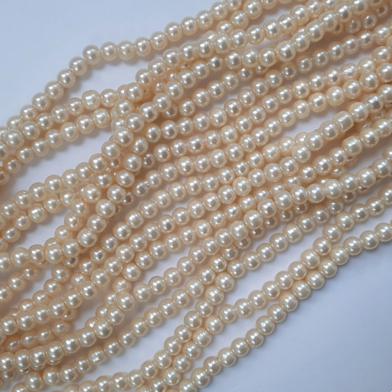 Glass Beads 8mm Pearl Finish - Cream - 1 String