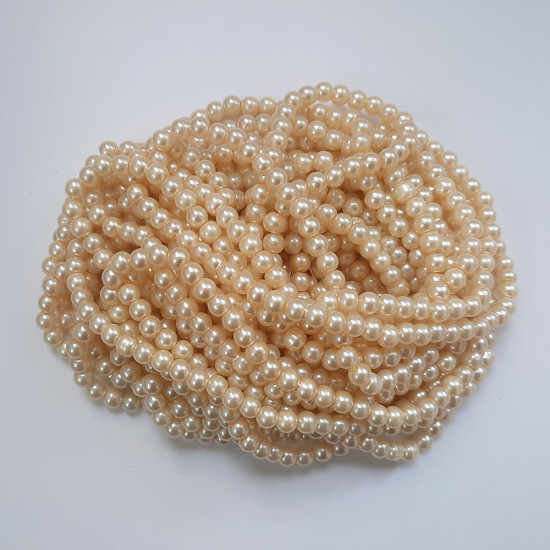 Glass Beads 8mm Pearl Finish - Cream - 1 String