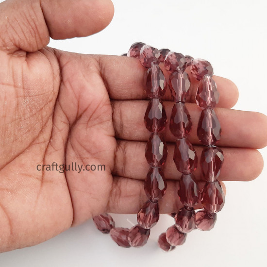 Glass Beads 15mm Drop Faceted - Wine - 1 String