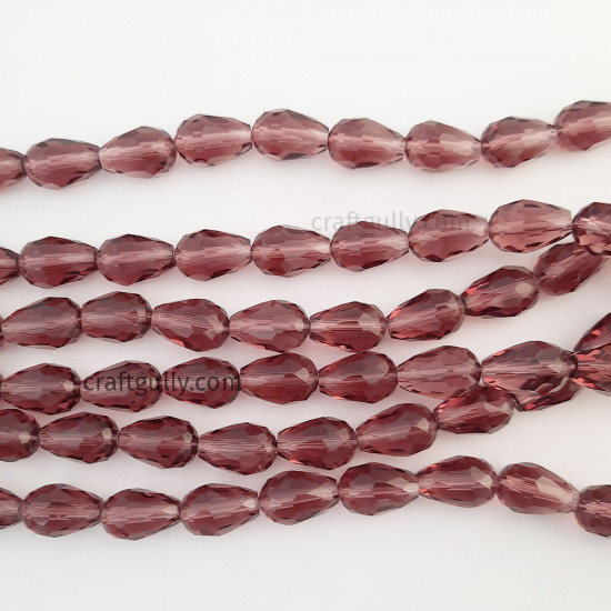 Glass Beads 15mm Drop Faceted - Wine - 1 String