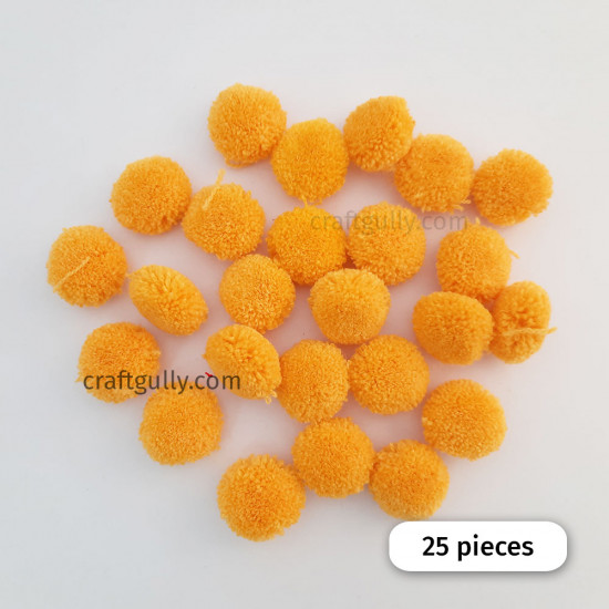 Pom Poms 25mm - Golden Yellow - Pack of 25