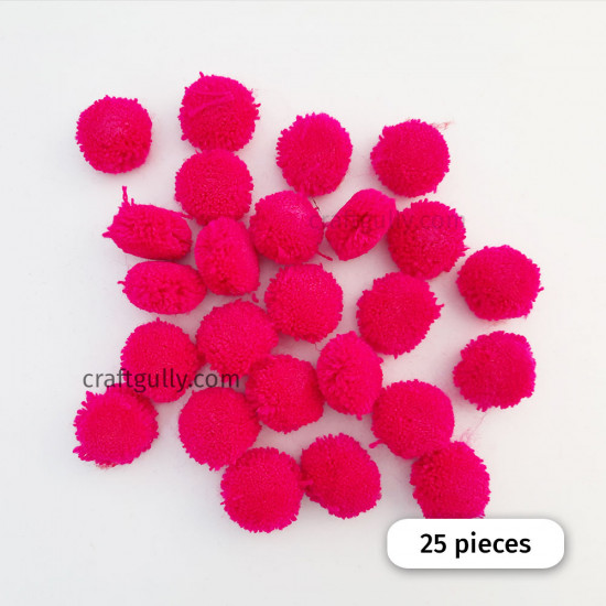 Pom Poms 25mm - Dark Pink - Pack of 25