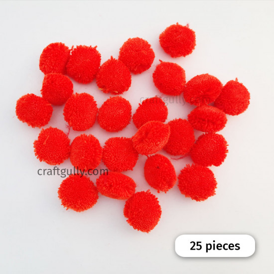 Pom Poms 25mm - Sunset Orange - Pack of 25