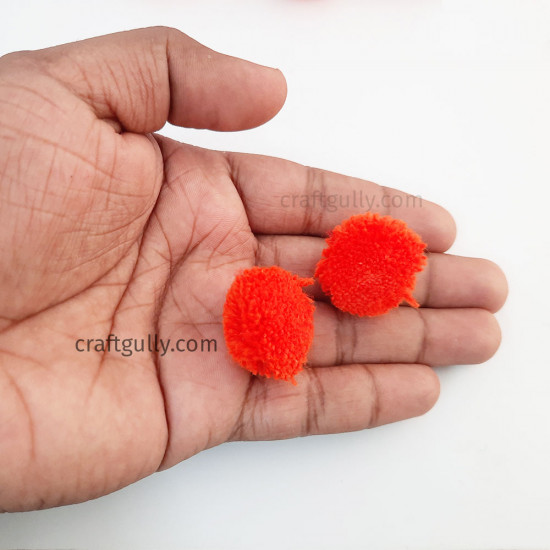 Pom Poms 25mm - Sunset Orange - Pack of 25