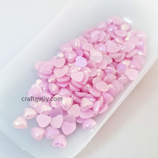 Flatback Hearts 6mm - Lilac With Lustre - 10gms