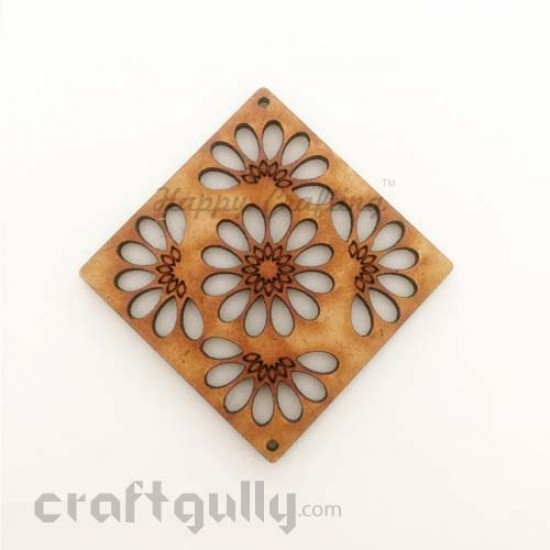 MDF Elements #22 - Square With Flowers - Pack of 1