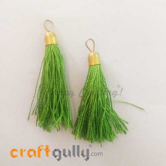 Tassels With Cap 50mm - Parrot Green - Pack of 2