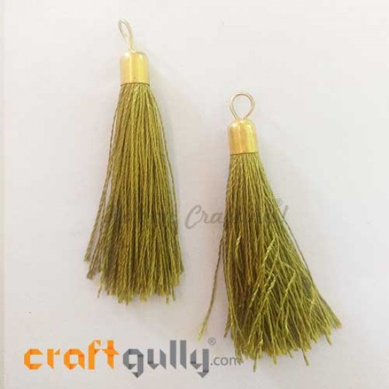 Tassels With Cap 60mm - Olive Green - Pack of 2