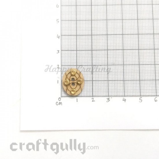 MDF Buttons #4 - 18mm Oval With Rhinestone - 2 Buttons
