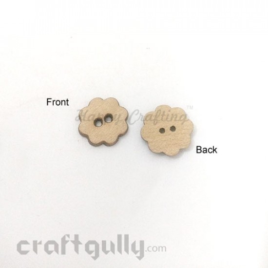 MDF Buttons #7 - 14mm Flower - 6 Buttons