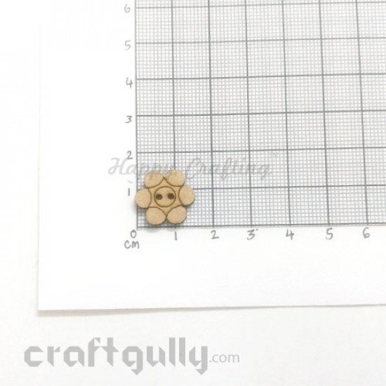 MDF Buttons #8 - 14mm Flower - 4 Buttons