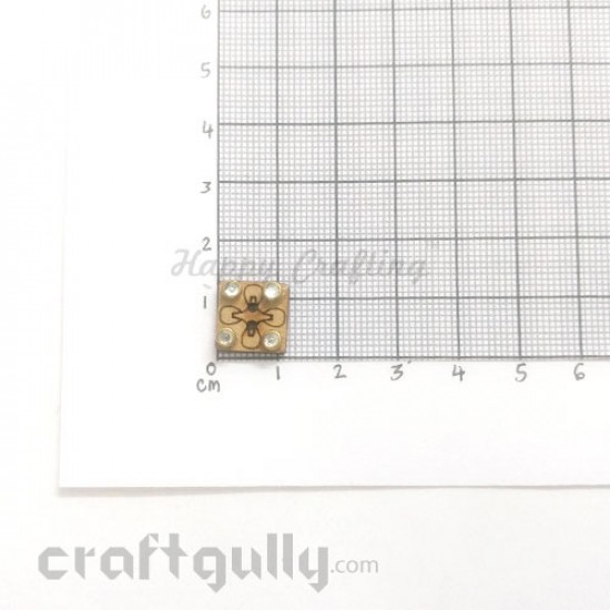 MDF Buttons #12 - 12mm Square With Rhinestone - 2 Buttons