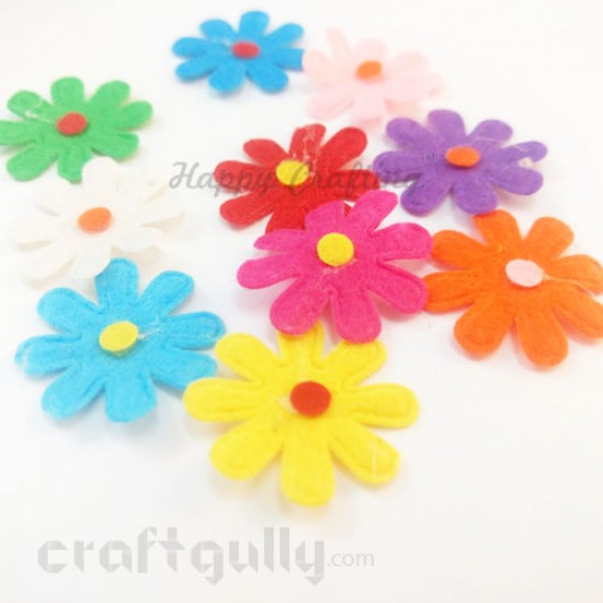 Die-Cut Felt Flowers 29mm - Assorted #1 - 10 Flowers