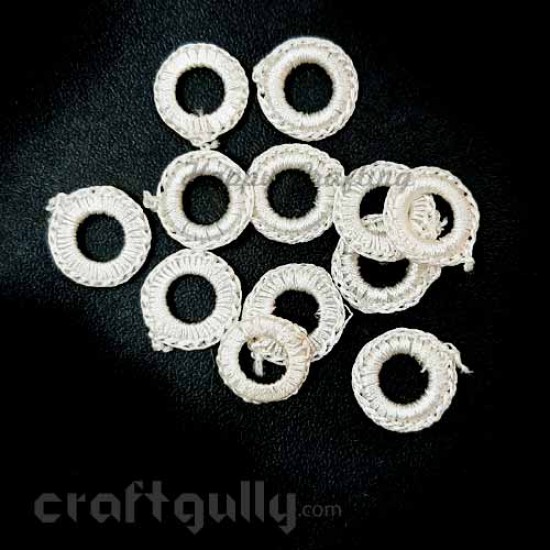 Designer Rings 17mm - Crochet - White - 12 Rings