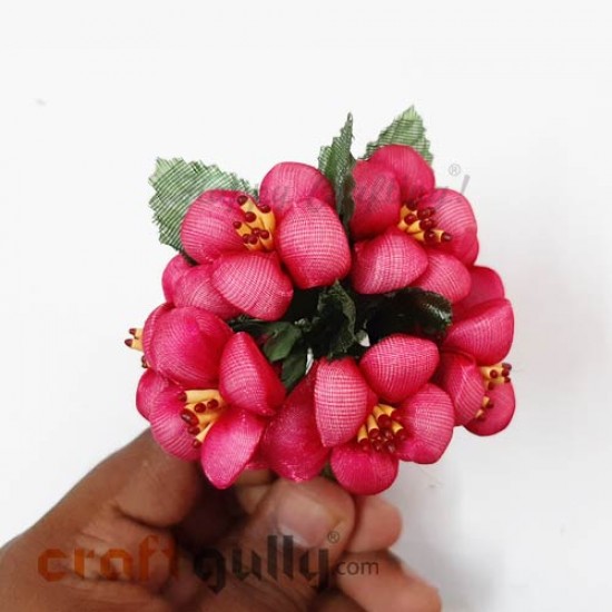 Fabric Flowers #2 - 32mm Dark Pink - Pack of 10 Fabric Flowers #2 - 32mm Dark Pink - Pack of 10