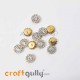 Rhinestone 9mm Flower - White In Golden Setting - Pack of 12