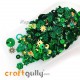 Sequins - Assorted Shapes - Green With Lustre - 20gms