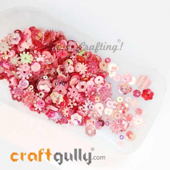 Sequins - Assorted Shapes - Pink With Lustre - 20gms