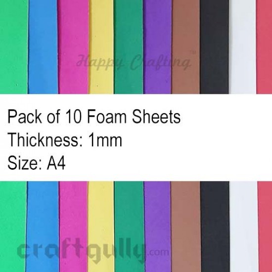 Foam Sheets A4 - 1mm - Mixed Colors - 10 Sheets