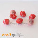 Paper Beads 12mm Design #4 - Red & White - Pack of 2