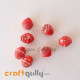 Paper Beads 12mm Design #4 - Red & White - Pack of 2