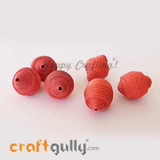 Paper Beads 24mm Design #7 - Candy Red - Pack of 2