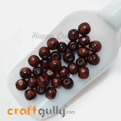 Wooden Beads 9mm Barrel - Dark Walnut - 30 Beads